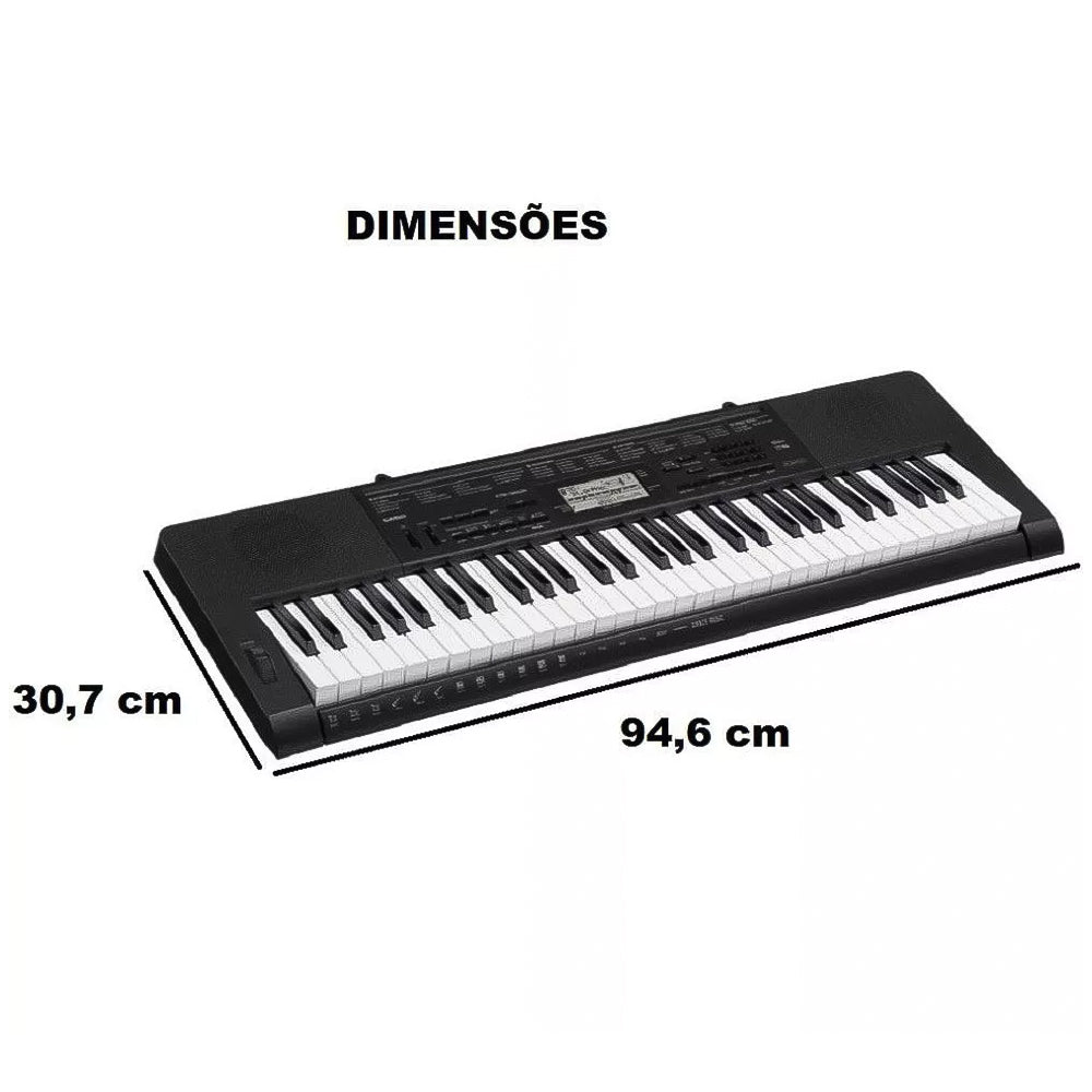 Teclado Musical Casio CTK-3500 Arranjador Musical 5/8 Com Fonte - Bivolt, Preto