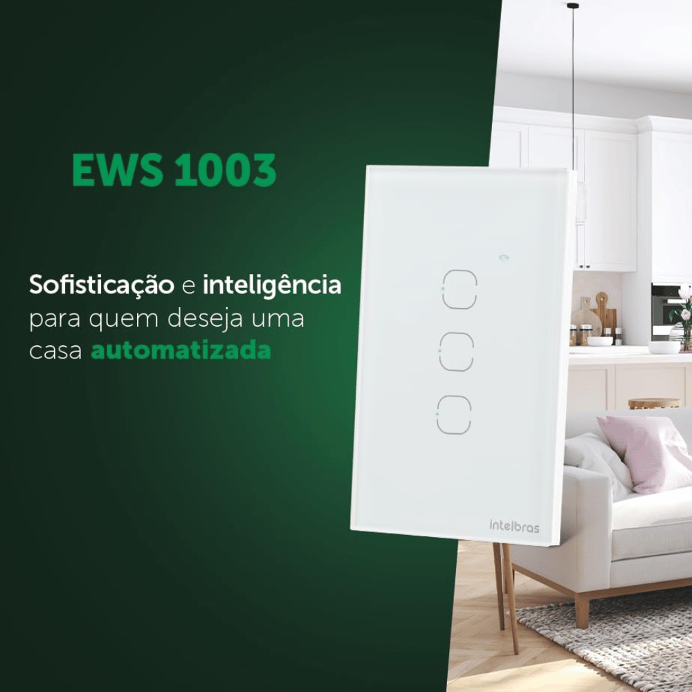 Interruptor Touch Inteligente Compatível Com Alexa Com 3 Teclas EWS 1003 Branco Intelbras