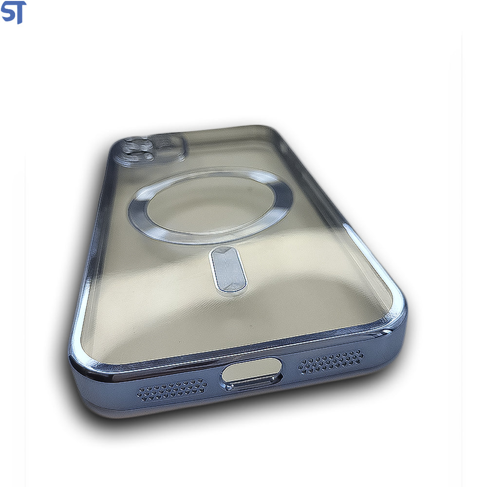 Capa Transparente Com Carregamento Magnetico Para iPhone 11 - Azul Marinho