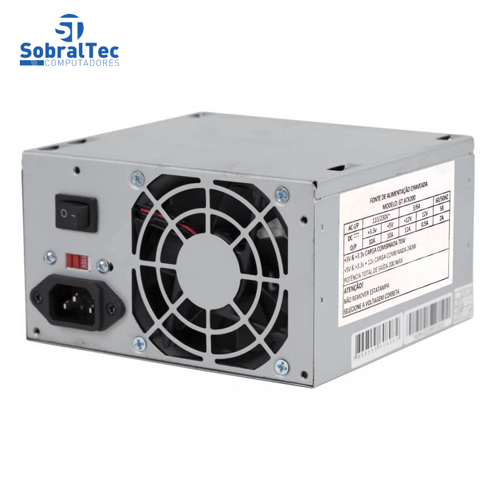 Fonte De Alimentação ATX 200W Potência Real Goldentec GT200R