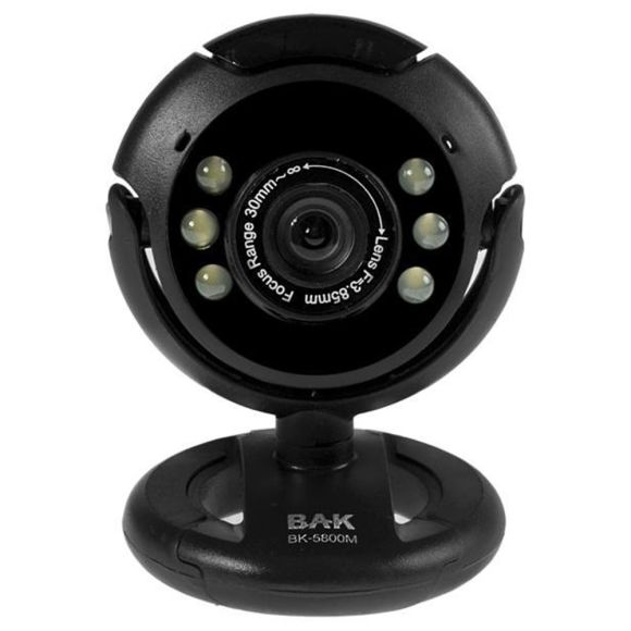 Webcam Webcam Bak Bk-5800m Fone + Led Preta