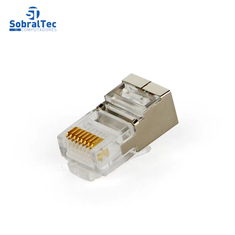 Conector Blindado RJ45 Cat5E Gigabit Ethernet PCT 100 UND ExBom Cont-RJ45M100