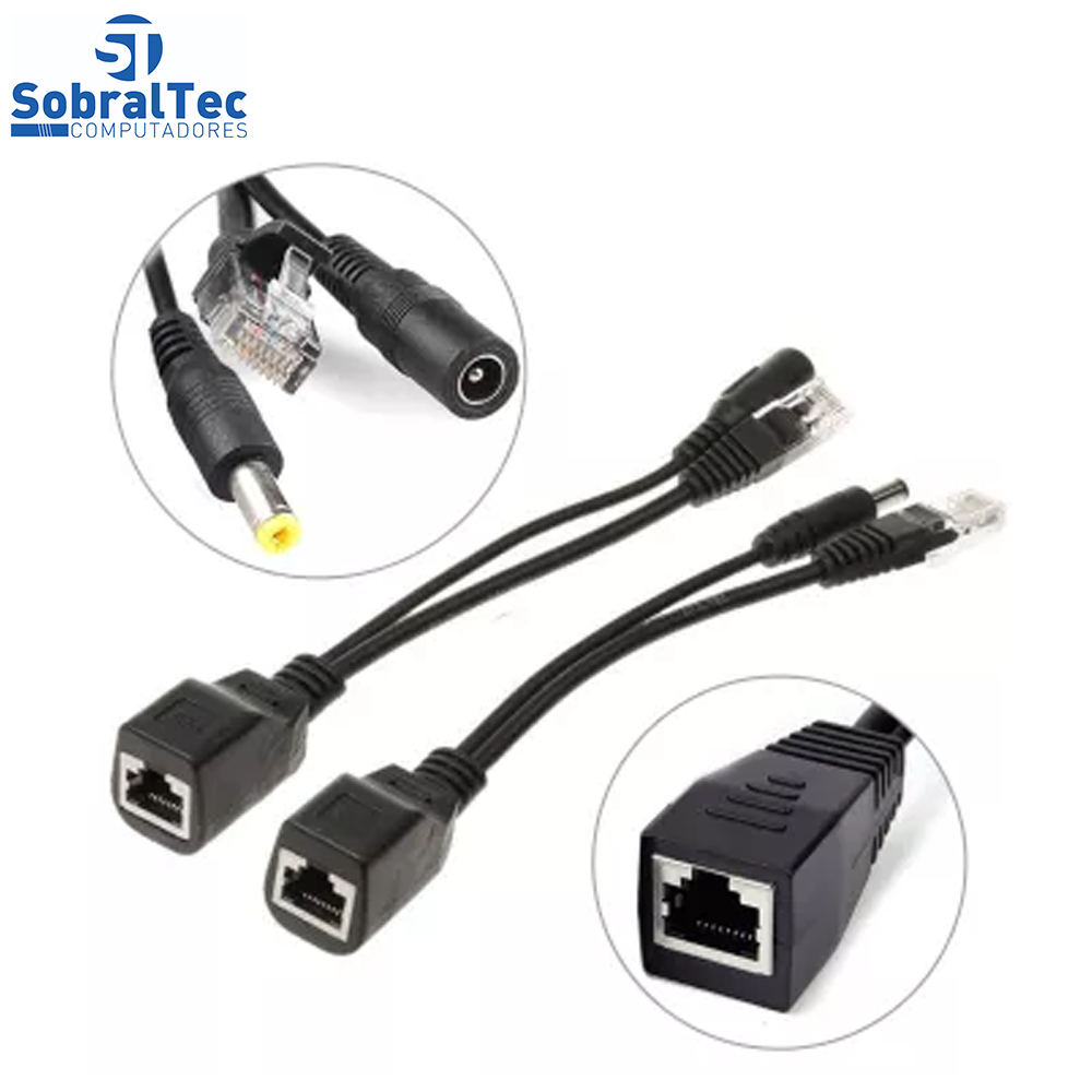 Cabo Injetor POE De Alimentação Passiva Ethernet ( Par Macho e Fêmea)