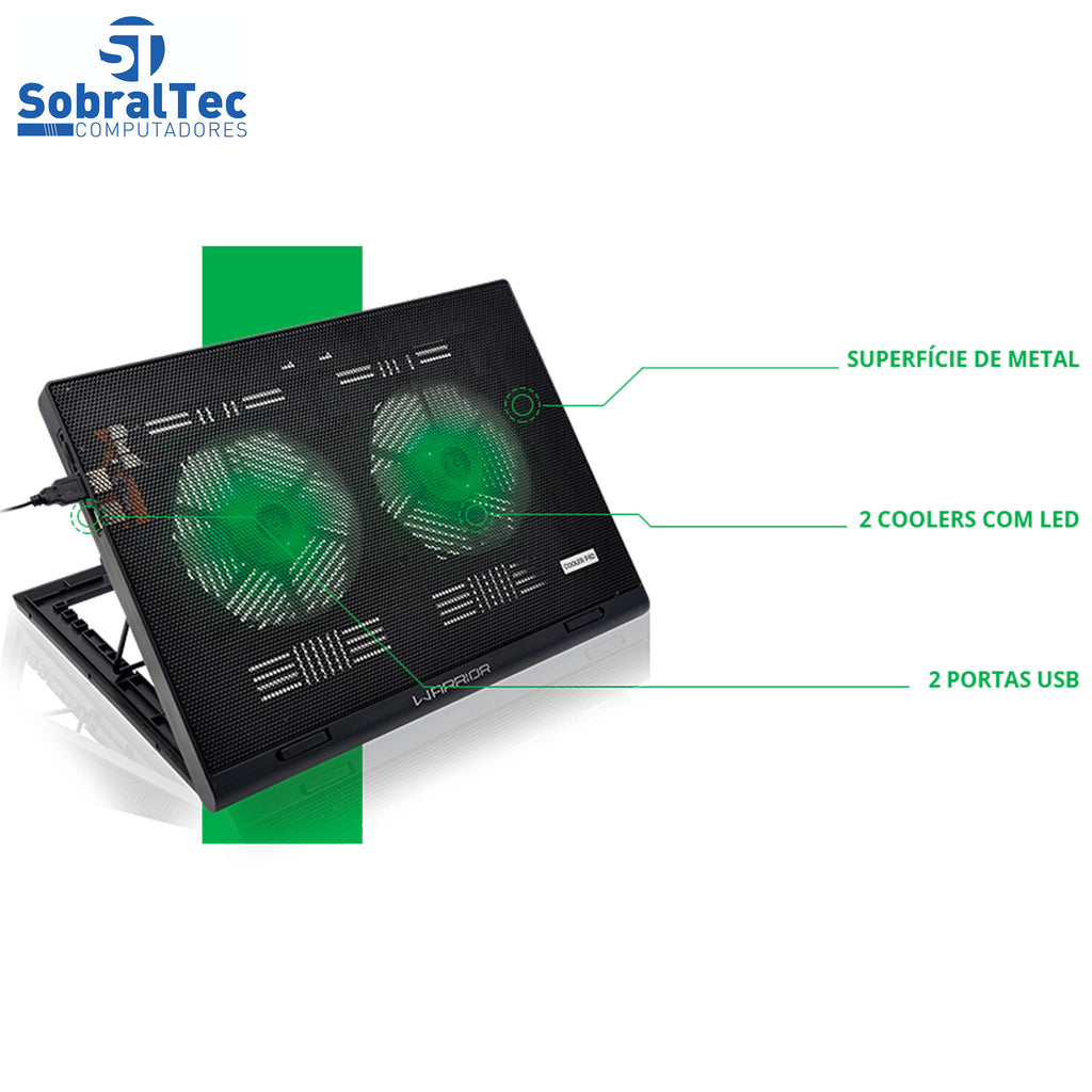 Suporte Para Notebook Cooler Gamer Warrior Luigia Led Verde
