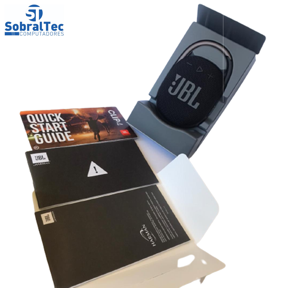 Caixa de Som Portátil JBL Clip 4 Bluetooth 5W À Prova D'água e Poeira Preto