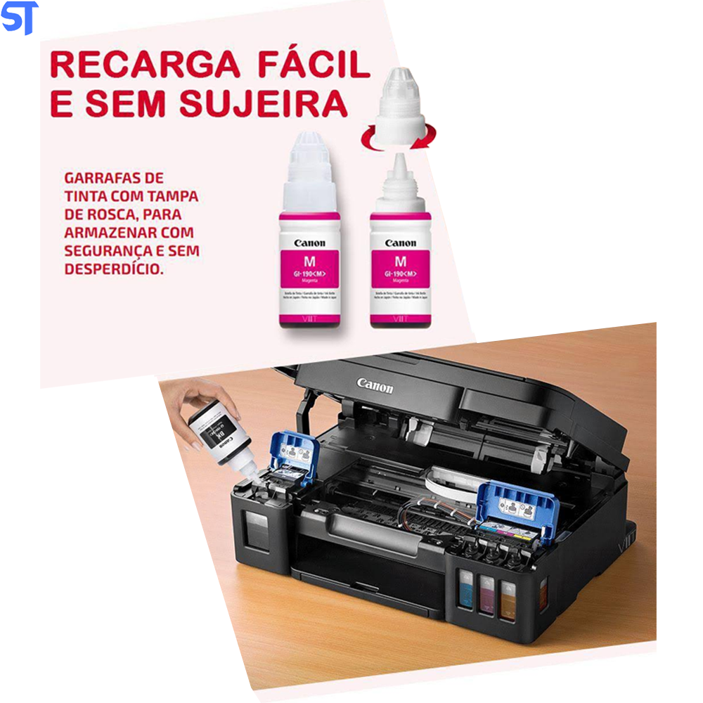 Garrafa de Tinta Canon GI 190M Magenta 7.000 Paginas para G1100 G1110 G2100 G2110 G3100 G3102 G3110 G3111 G4100 G4110