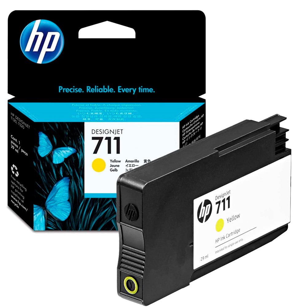 Cartucho de Tinta HP DesignJet 711 |  T120,  T130, T520 | 29ml Amarelo HP Original - CZ132AB