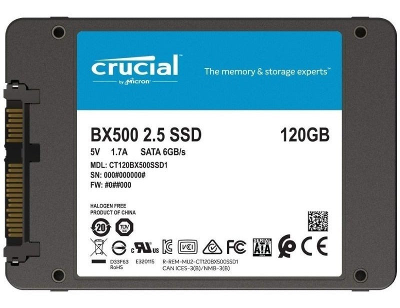Hd Ssd Crucial 120 Gb Bx500 3D Nand Sata3 2,5 7mm Ct120bx500ssd1