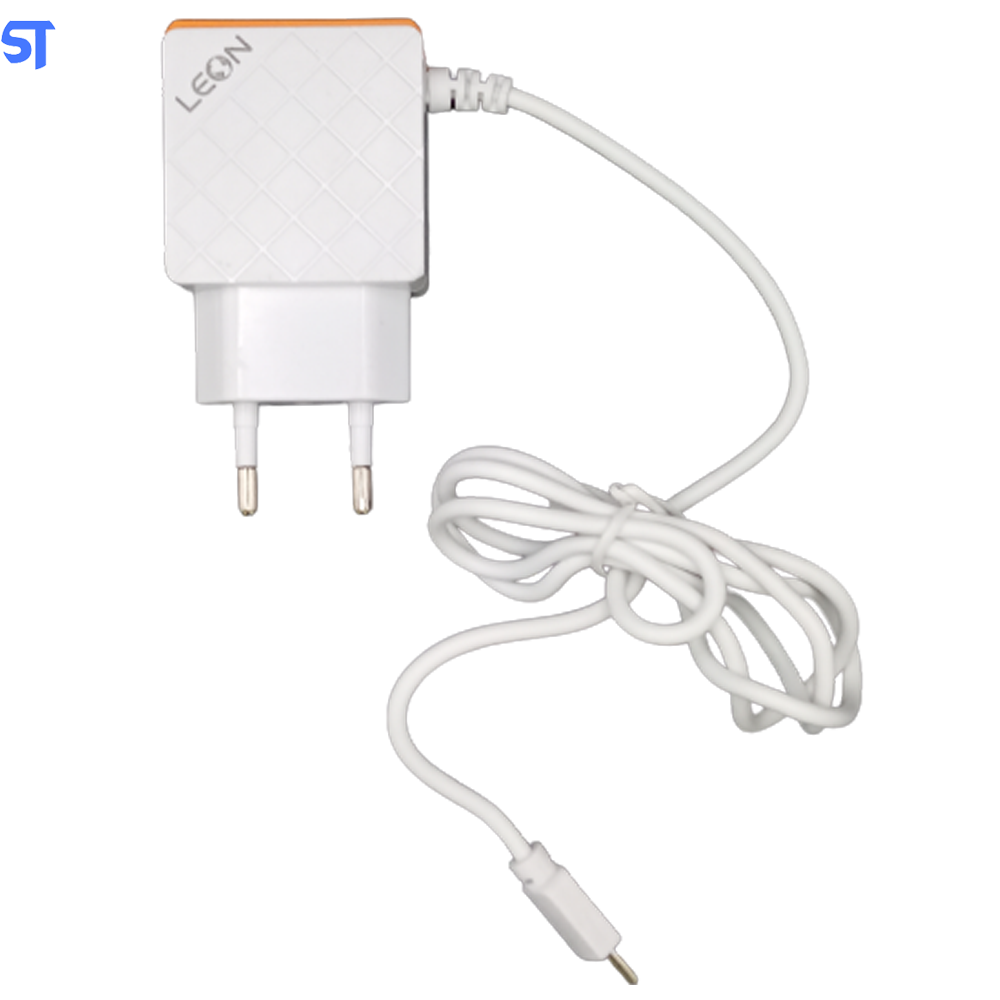 Carregador Turbo Tipo C Leon 4.8A Com Duas Portas USB Branco - Leon-8001
