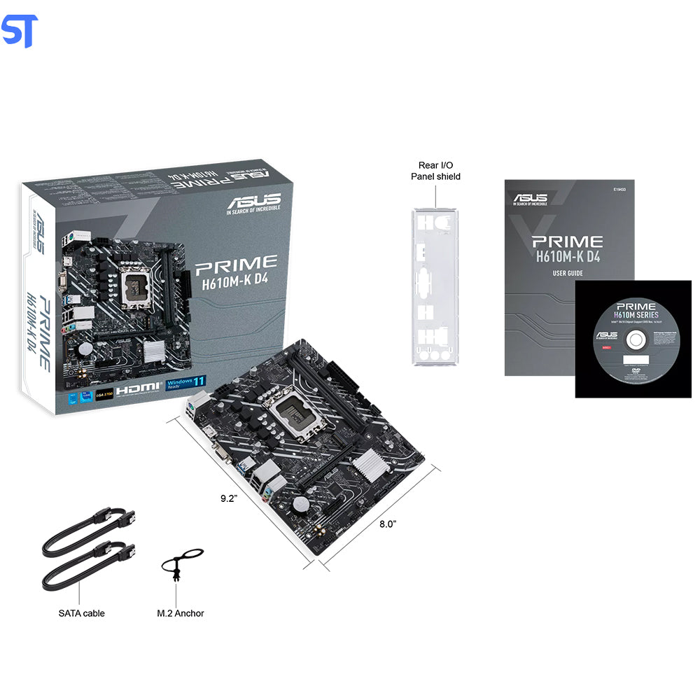 Placa-Mãe Asus Prime H610M-K D4, Intel LGA 1700, mATX, DDR4, HDMI e VGA, M.2, USB 3.2