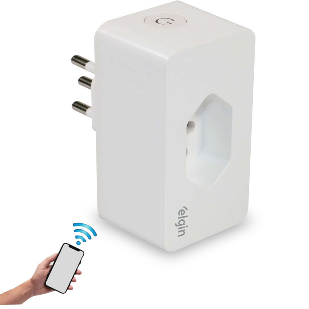 Plugue de Tomada Inteligente Wi-Fi Elgin 3 Pinos, 10A Elgin 48PLUGWIFI10 Compatível Com Alexa e Google Home