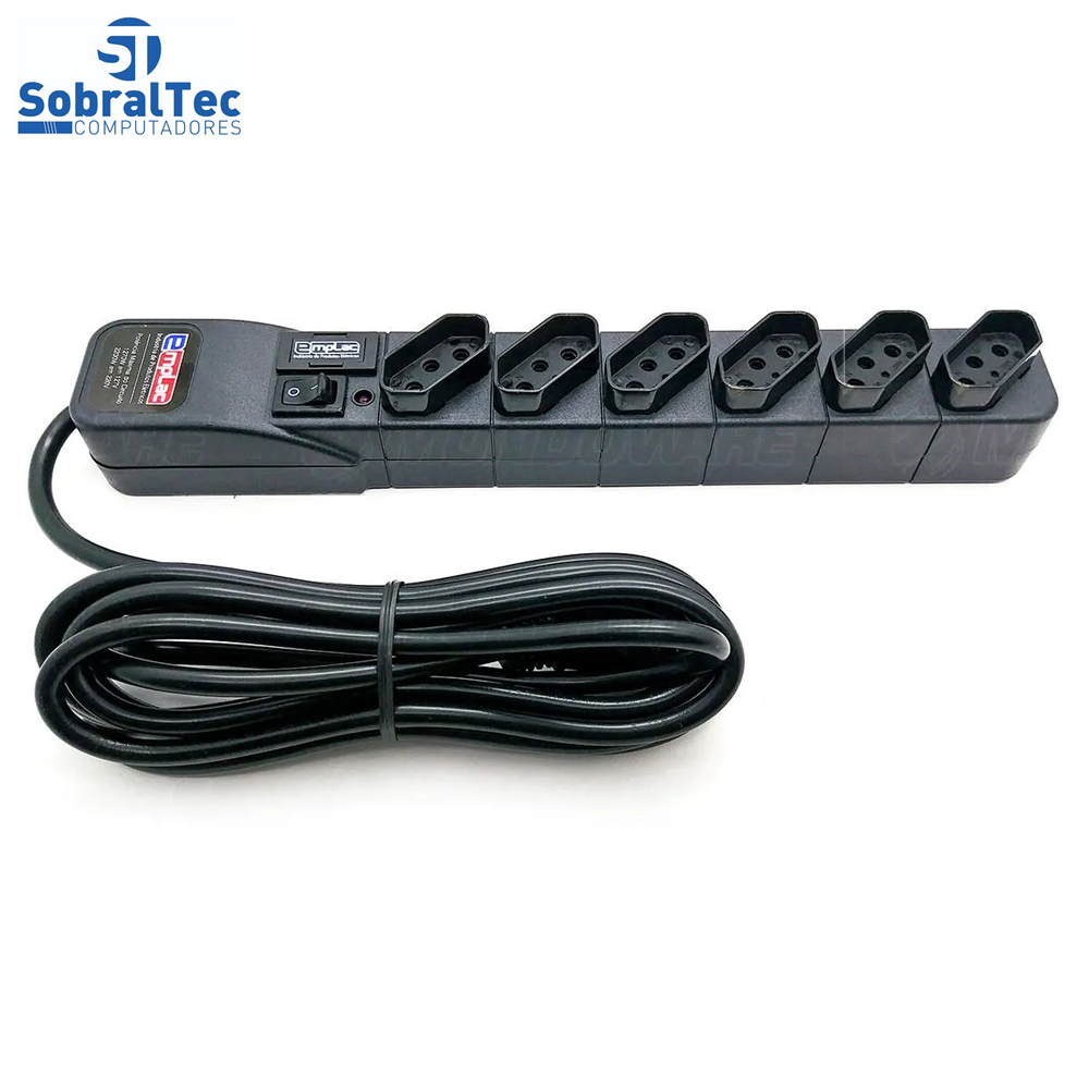 Protetor Eletrico Rearme Premium 6 Tomadas Com Cabo de 3 Metros - Emplac