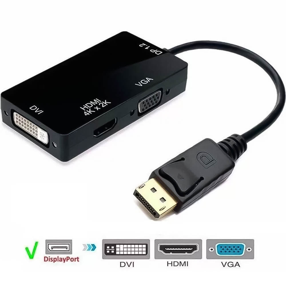 Adaptador Conversor Displayport Para HDMI/VGA/DVI KNUP - KP-AD110