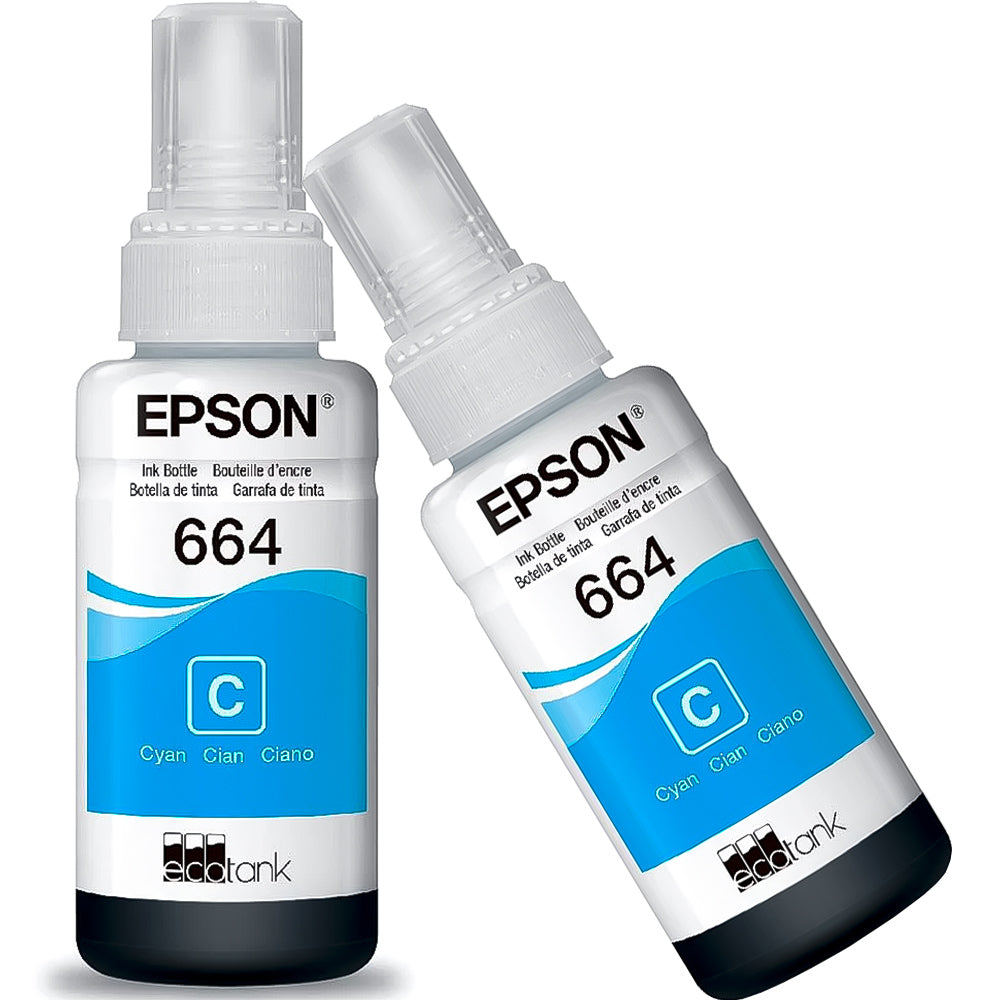 Refil de Tinta Epson 664 Cyano 70Ml Original T664120 AL Rende até 4.000 Paginas  L110 / á L395 / L495- Sem Caixa