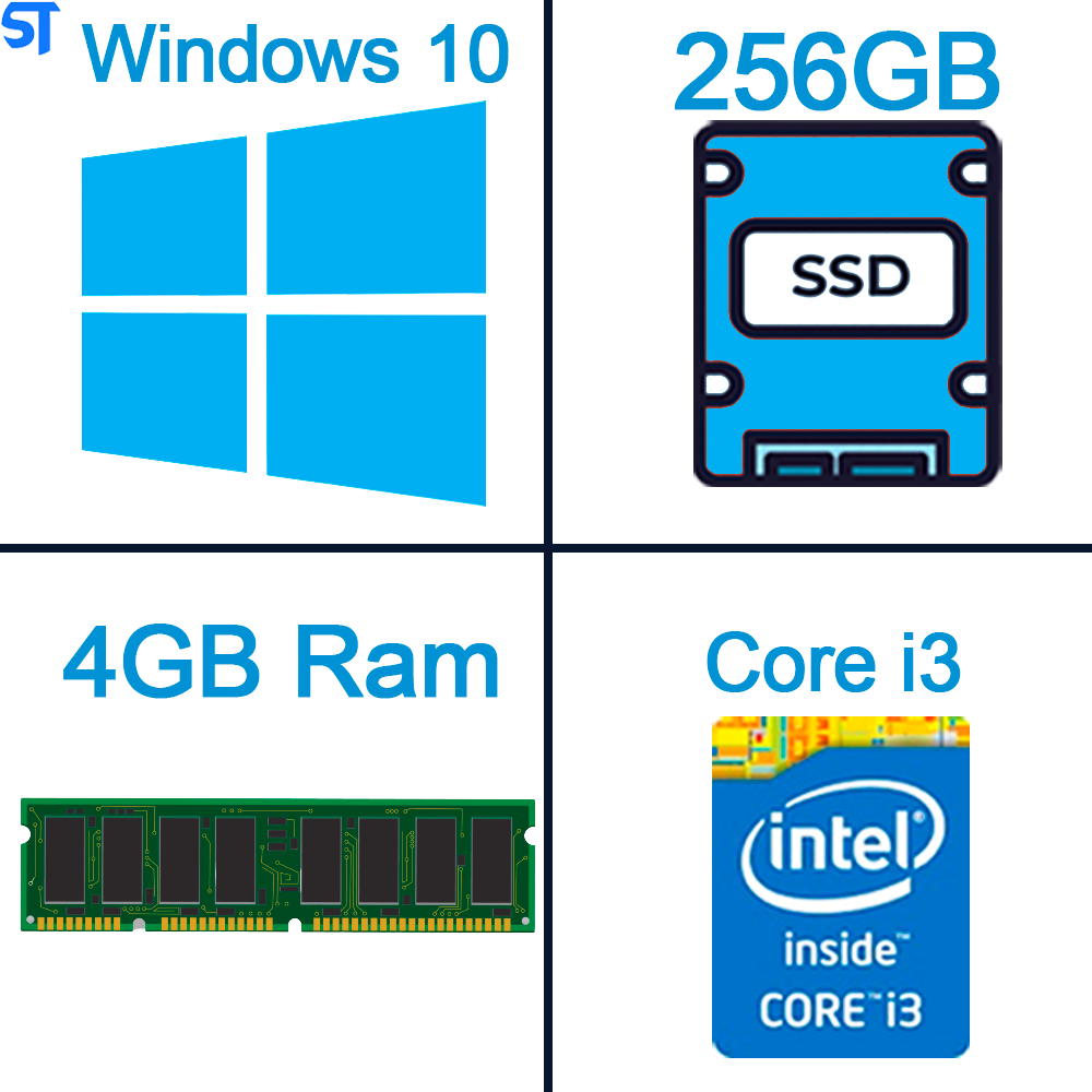 Computador ST Core i3-2100- HD SSD 256GB- Memória 4GB- Gab MT-23V2- Com Monitor 19 -Teclado e Mouse  Estabilizador 300W