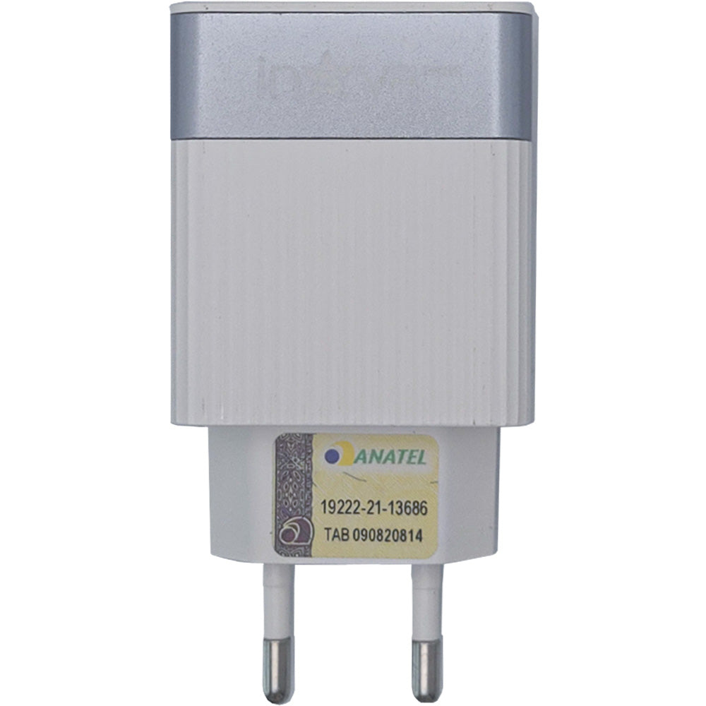 Fonte Carregador Rápido Com 2 Portas USB A 3.1A Inova Branco Com Cinza - KV-5247