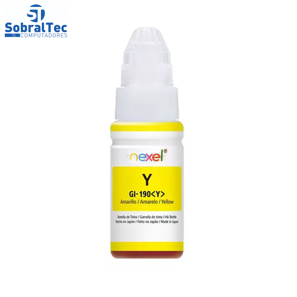 Refil De Tinta  Compativel Canon Nexel Amarelo GL-190 70ML- Para 1100-2100-3100-3102-4100-4102