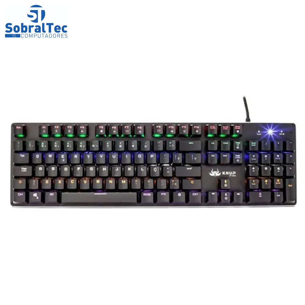 Teclado Gamer Usb Semi Mecânico Knup Kp-2046 Qwerty Portugues Brasil Com 12 Modos de Iluminação R