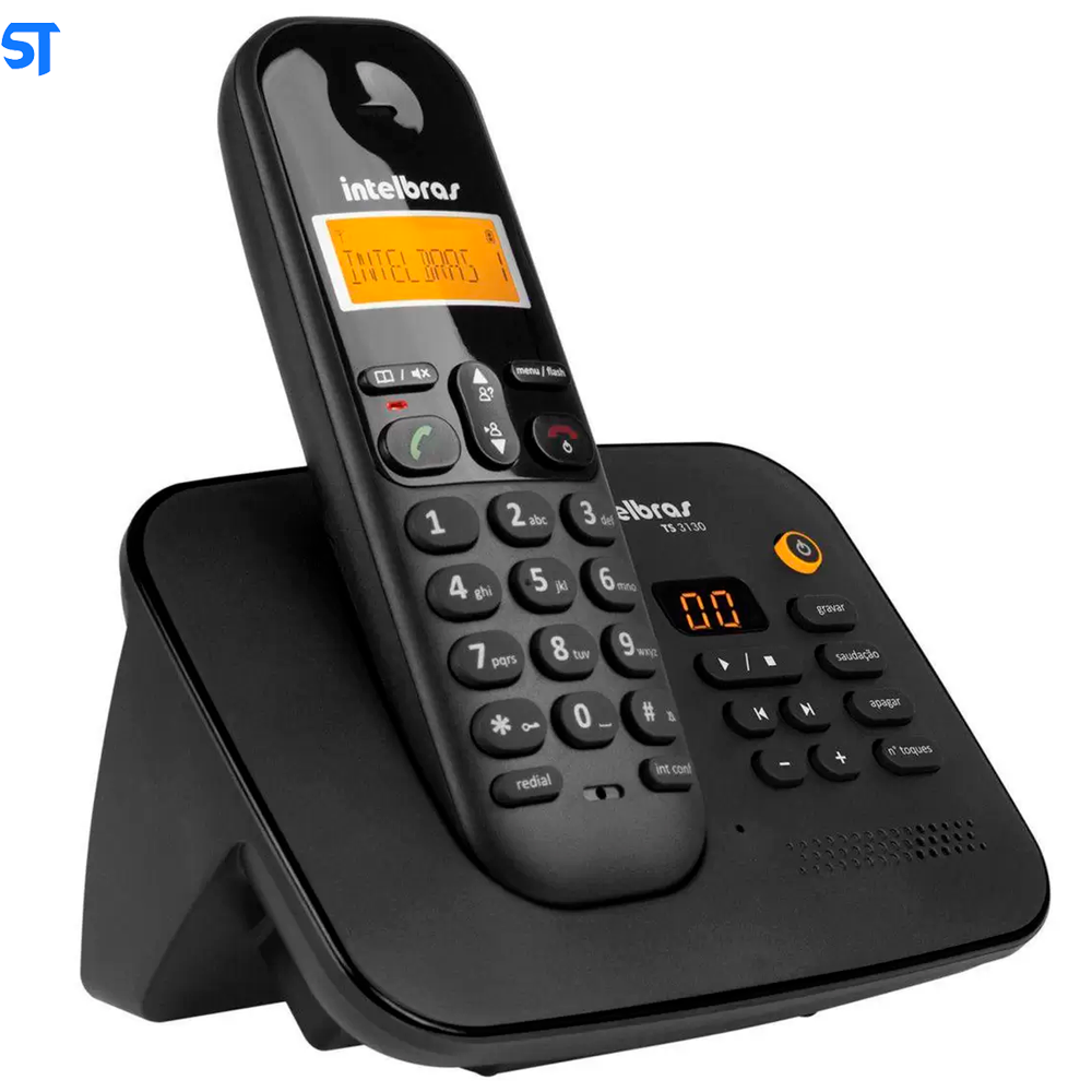 Telefone Sem Fio com Secretária Eletrônica Intelbras TS 3130 Preto
