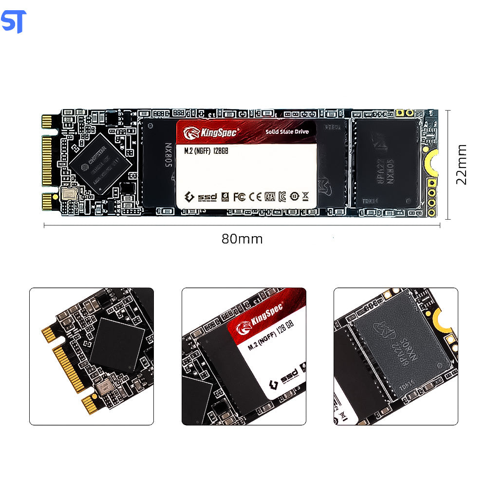 HD SSD M.2 SATA 128GB Leitura 550Mb/s Gravação 480Mb/s - KingSpec