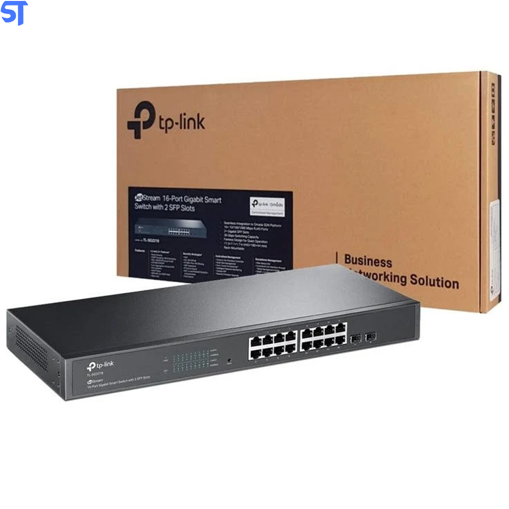 Switch 16 Portas Gigabit Smart TP-LINK  TL-SG2218 RJ45 Com 2 SLOTS SFP