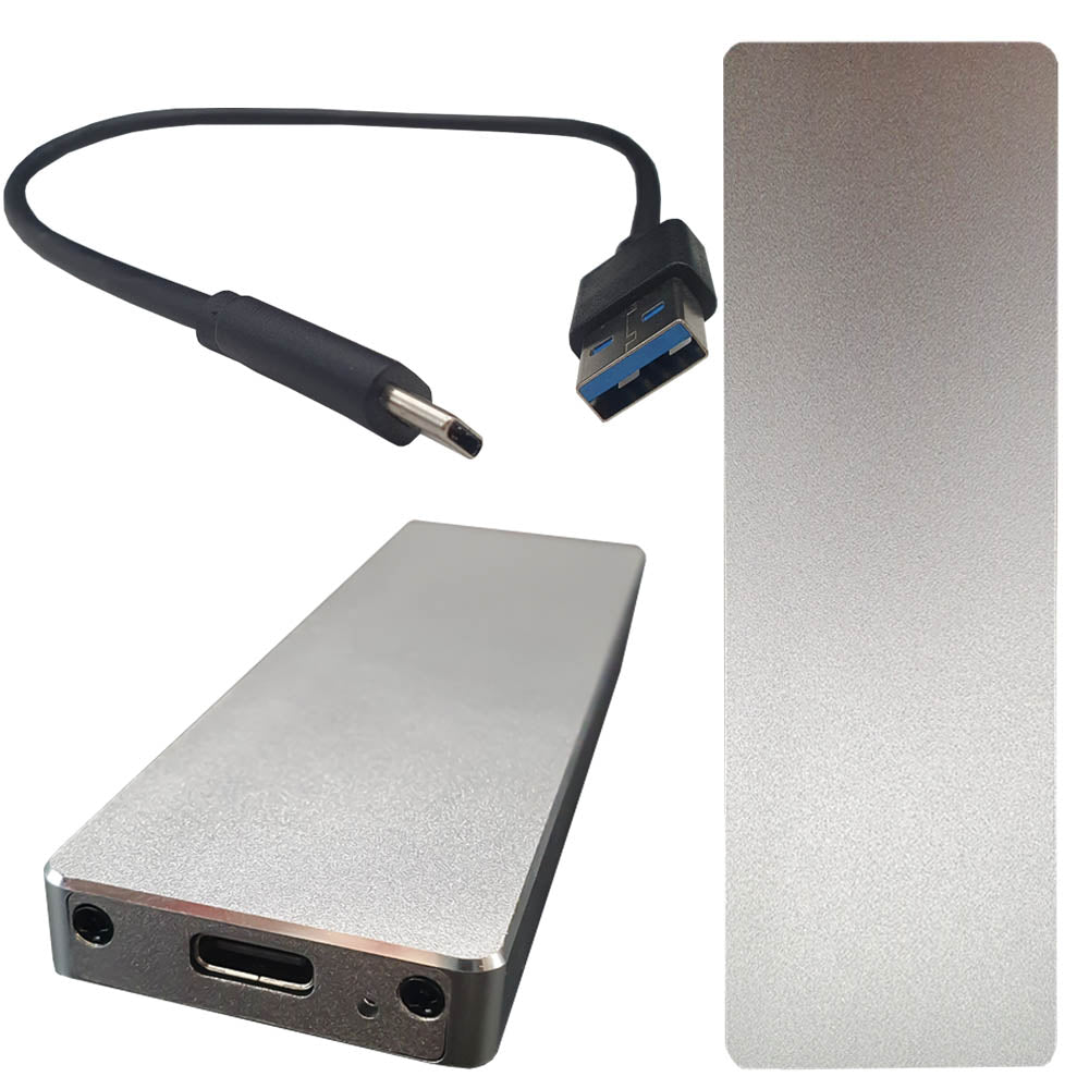 Case Externa Portatíl Para HD SSD M.2 SATA Em Alumínio Com Cabo USB-C/USB 3.1-Cinza