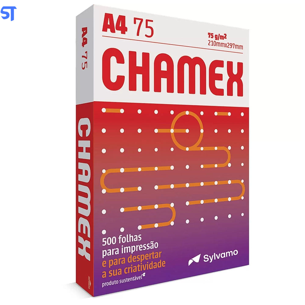Caixa de Papel Com 10 Resmas Chamex A4 75g/m 210mm x 297mm Office Branco 500 Folhas
