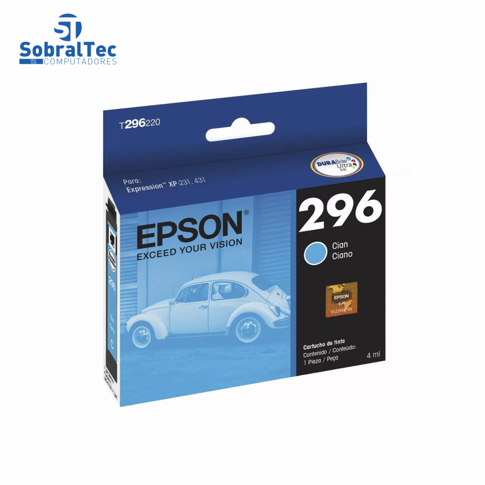 Cartucho de Tinta Epson 296 Azul 250 Paginas T296220 BR