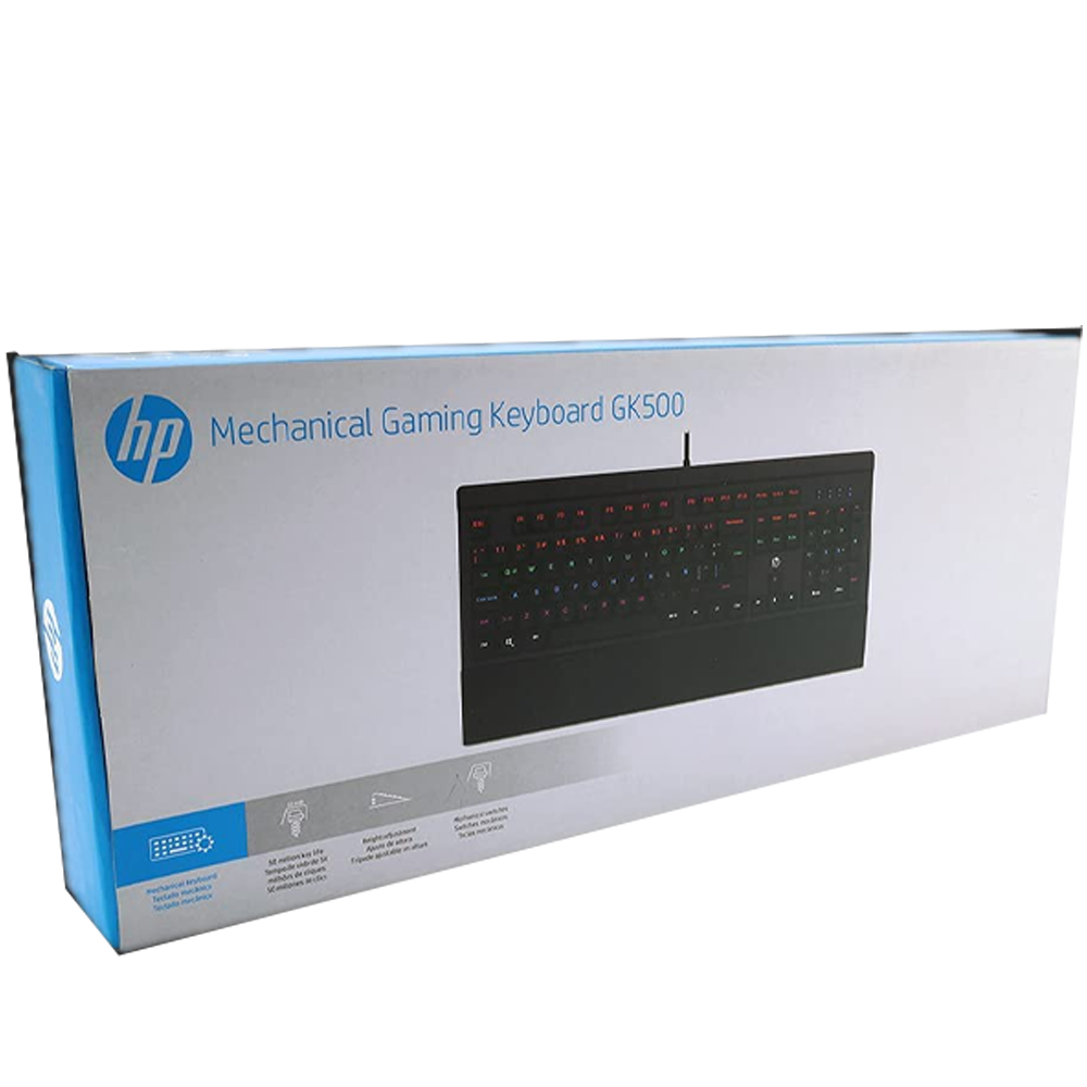 Teclado USB Gamer Mecanico GK500 Preto HP