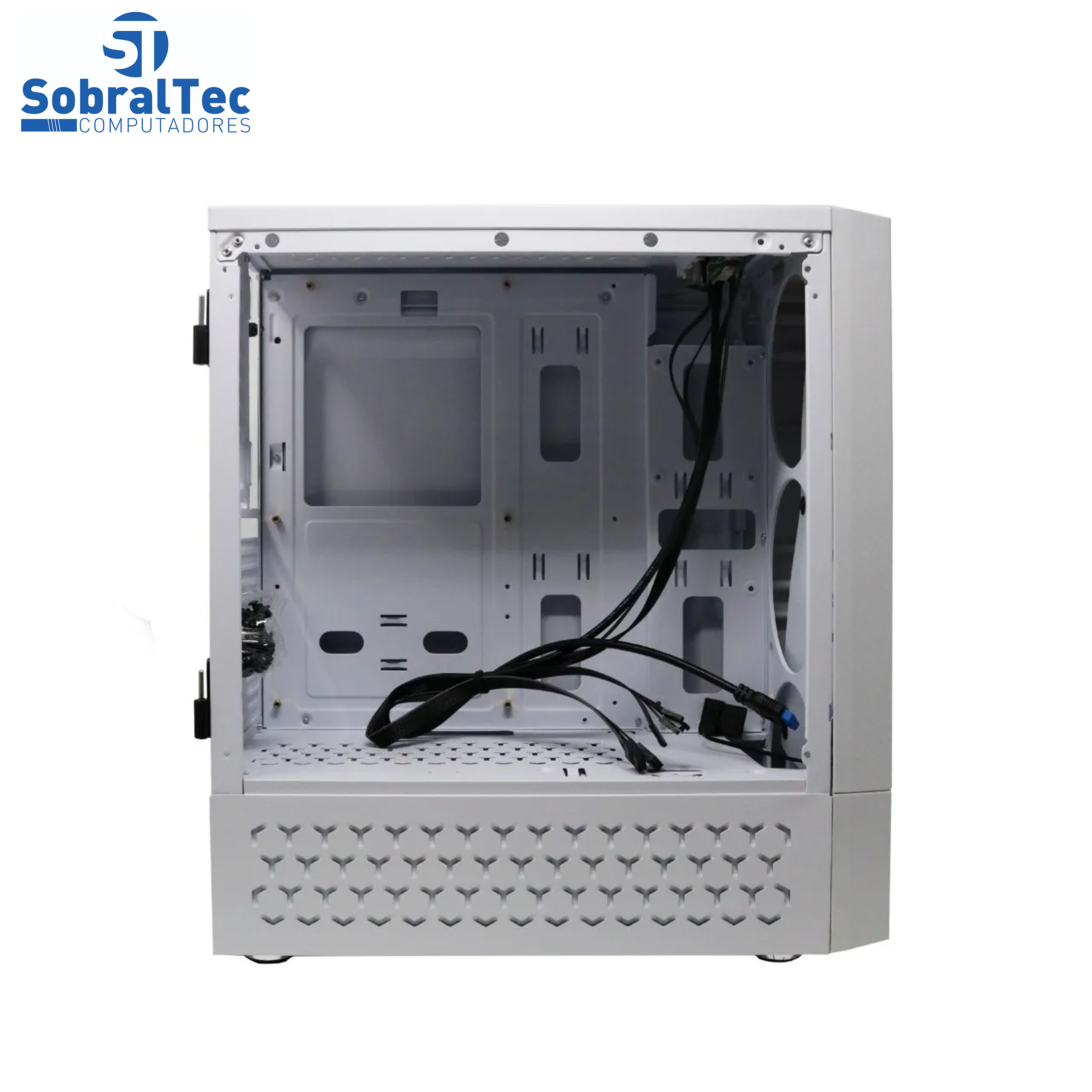 Gabinete Gamer BG-018W Branco Bluecase - S/ Fonte Lateral Em Vidro LED RGB  USB 3.0 Frontal