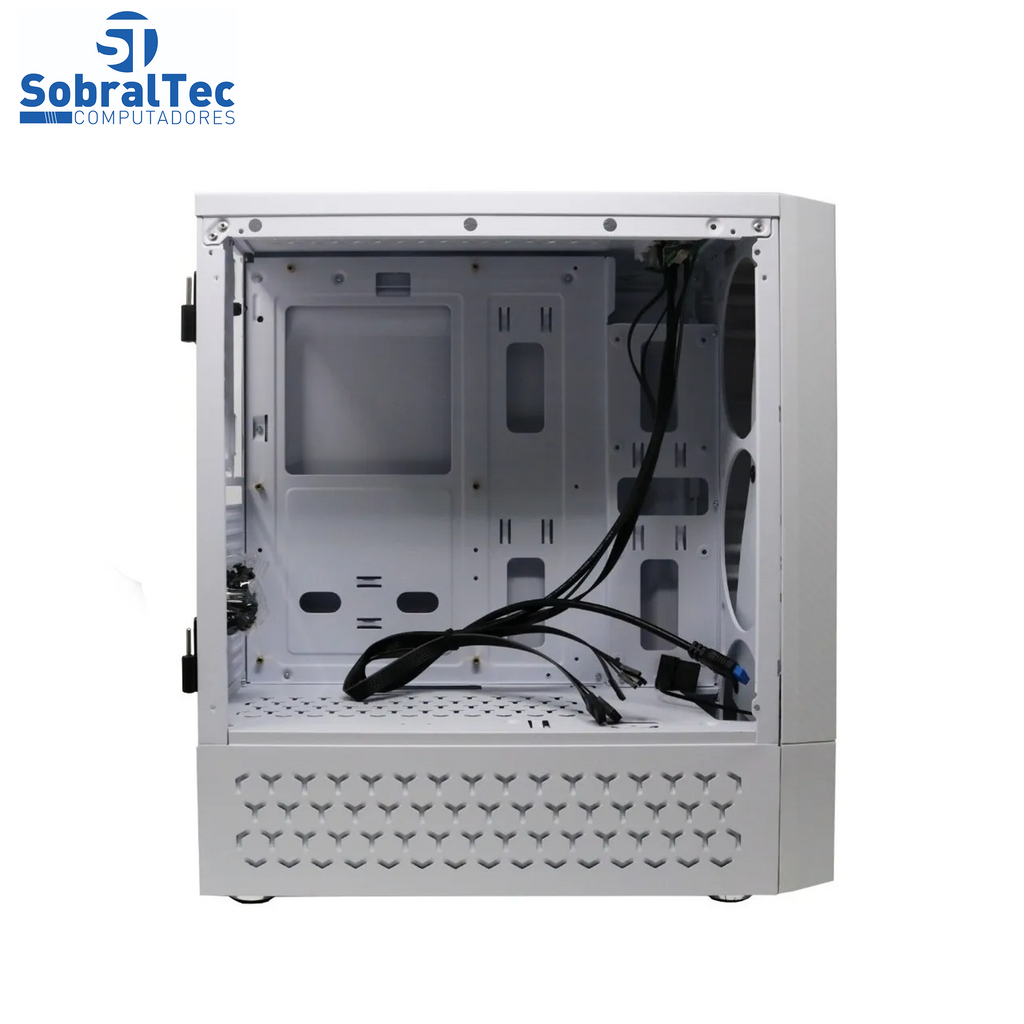 Gabinete Gamer BG-018W Branco Bluecase - S/ Fonte Lateral Em Vidro LED RGB  USB 3.0 Frontal