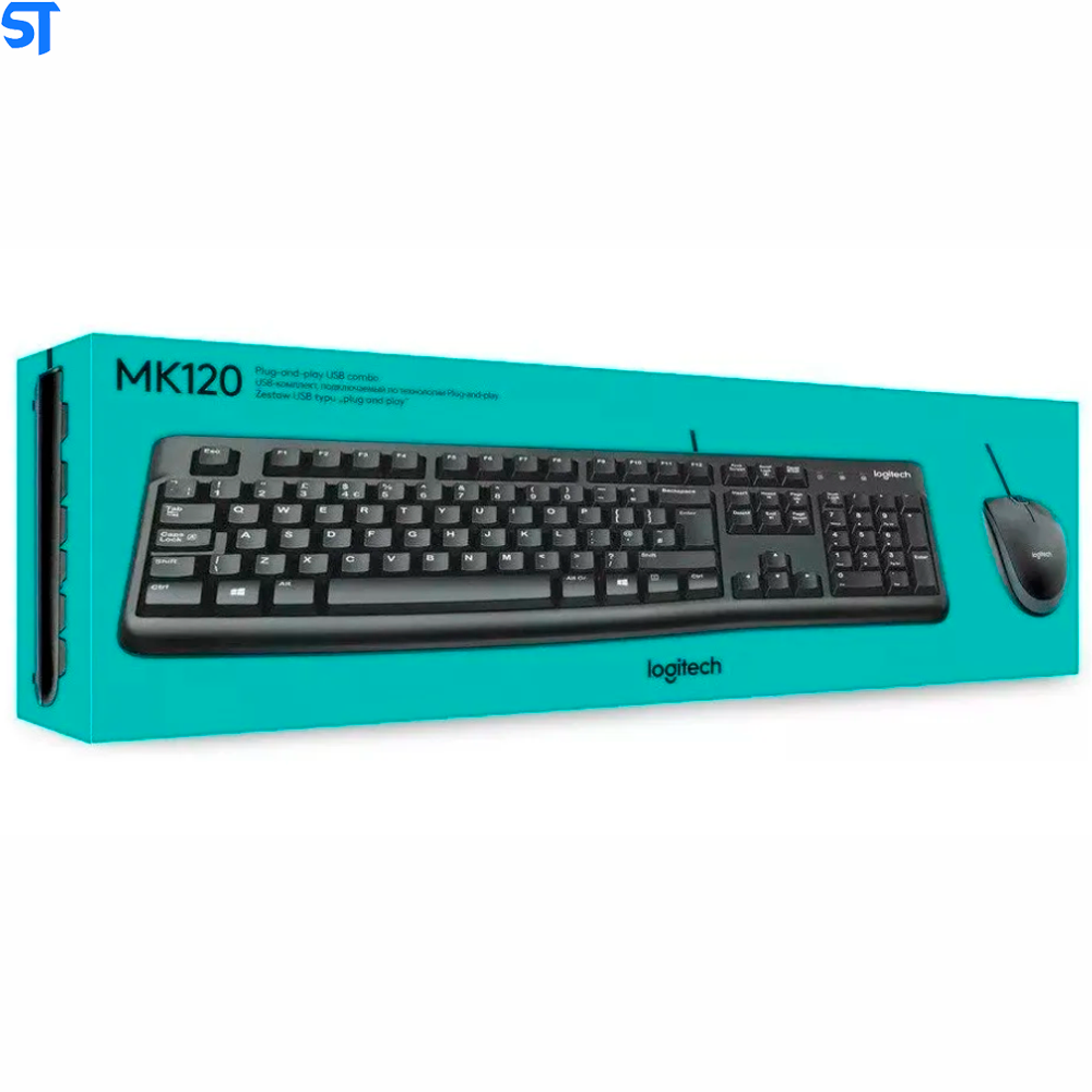 Kit Teclado e Mouse Logitech MK120 1000DPI Preto ABNT2