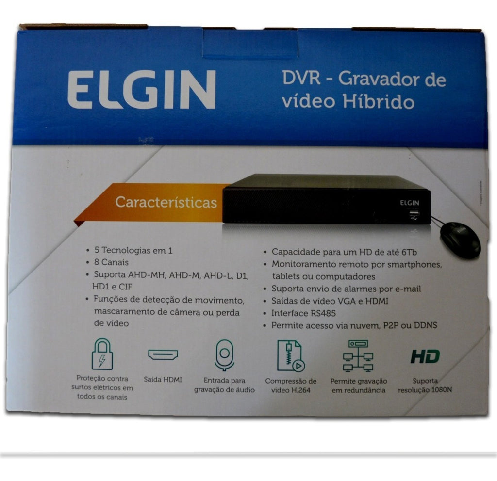 Dvr Gravador Digital Elgim 8 Canais Hibrido/Anal/ip/Cvi AHD MH 1080N Elgim