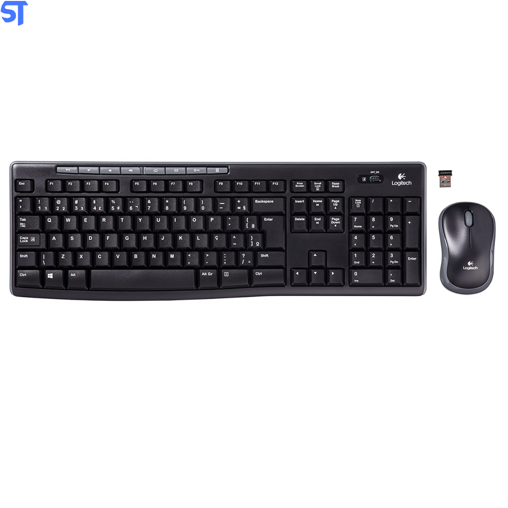 Teclado e Mouse Logitech MK270 Multimídia Wireless Abnt 2 Preto