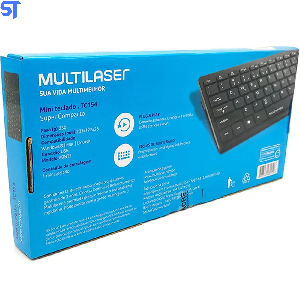 Mini Teclado Multilaser Slim Comfort Usb - TC154