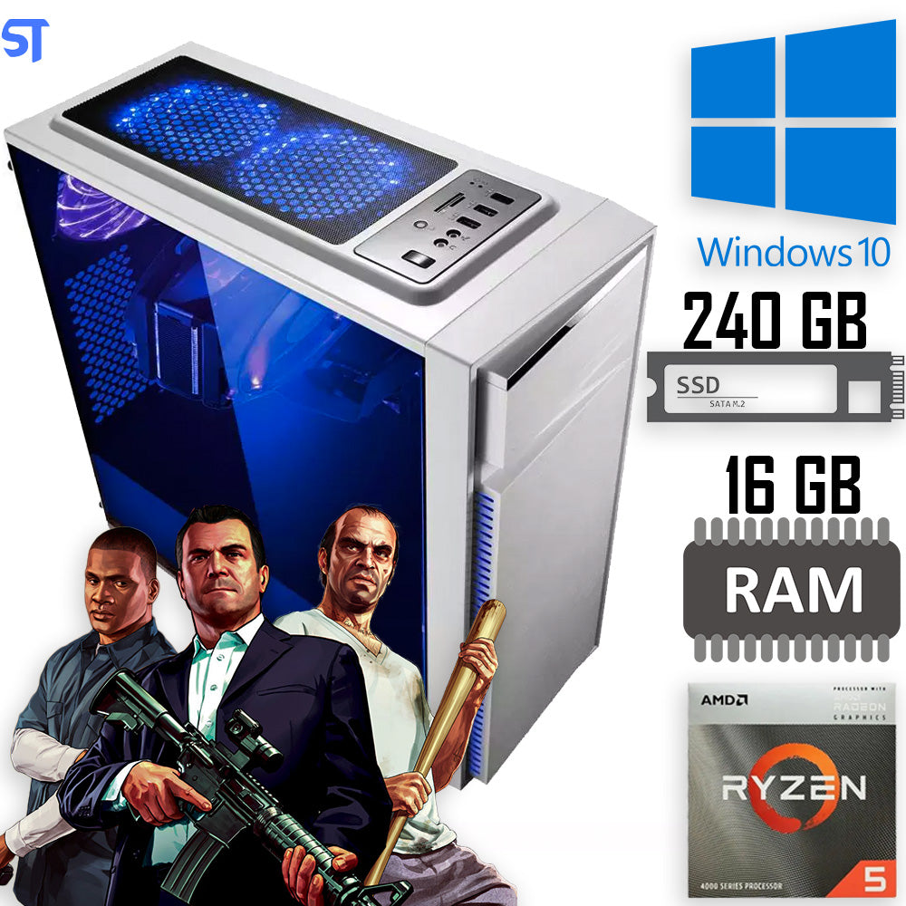 Computador Gamer Ryzen 5 4600G 3.7GHz- HD M2 SATA III 240GB -Memoria 16GB DDR4 -Fonte Real 500W 80Plus  Windows 10 Pro