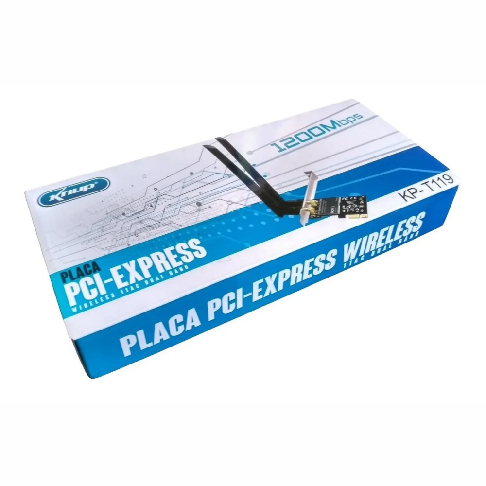 Placa PCI-Express Wireless Com Duas Antenas 1200mbps Knup KP-T119