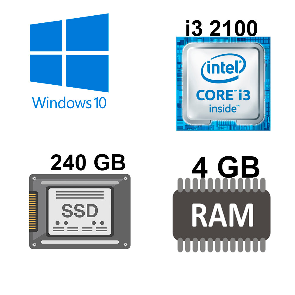 Computador Core i3 2100, SSD 240GB, Memória 4GB, GaB MT32BK, Windows10