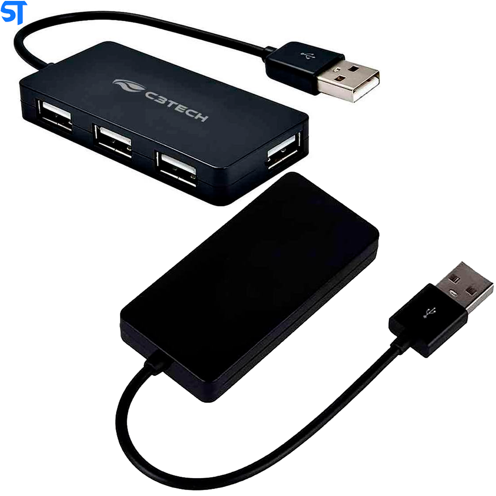 Hub USB Com 4 Portas USB 2.0  HU-220BK, Preto C3Tech