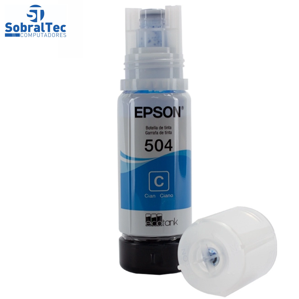 Refil de Tinta Epson Azul 504 Original T504 Para Ecotank L4150 / L4160 / L4260 / L6171 / L6161 / L6191