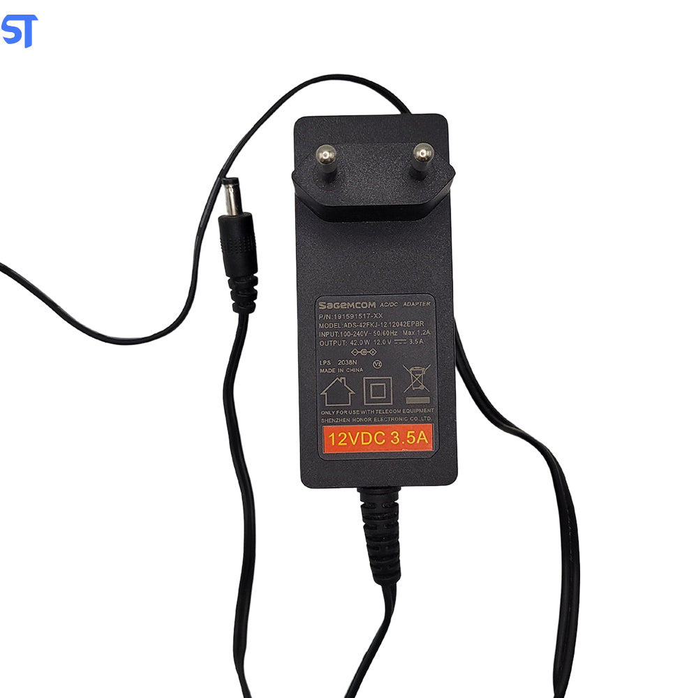 Fonte de Alimentação AC/DC 12V 3.5A Plug P4 Pino 4.5mm x 3.0mm - Sagemcom