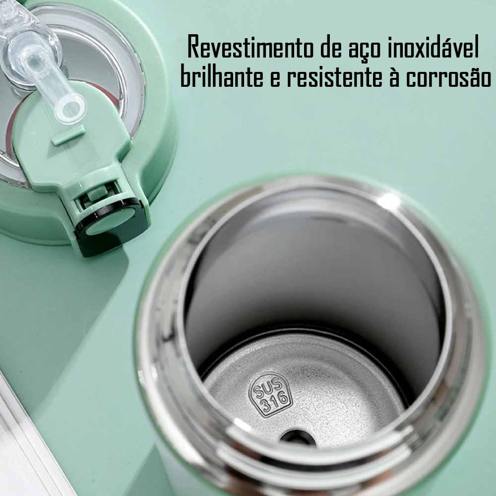 Garrafa Térmica Smart Com Display De Medidor De Temperatura e Aço Inoxidável 600Ml - Verde