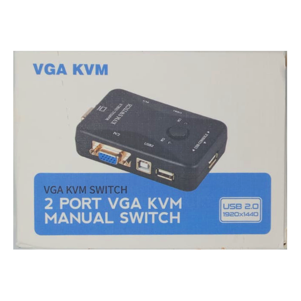 Chaveador Kvm Usb 2.0 Switch 3 Portas Vga e Usb B 3 Usb A Com 2 Cabos VGA Amarelo
