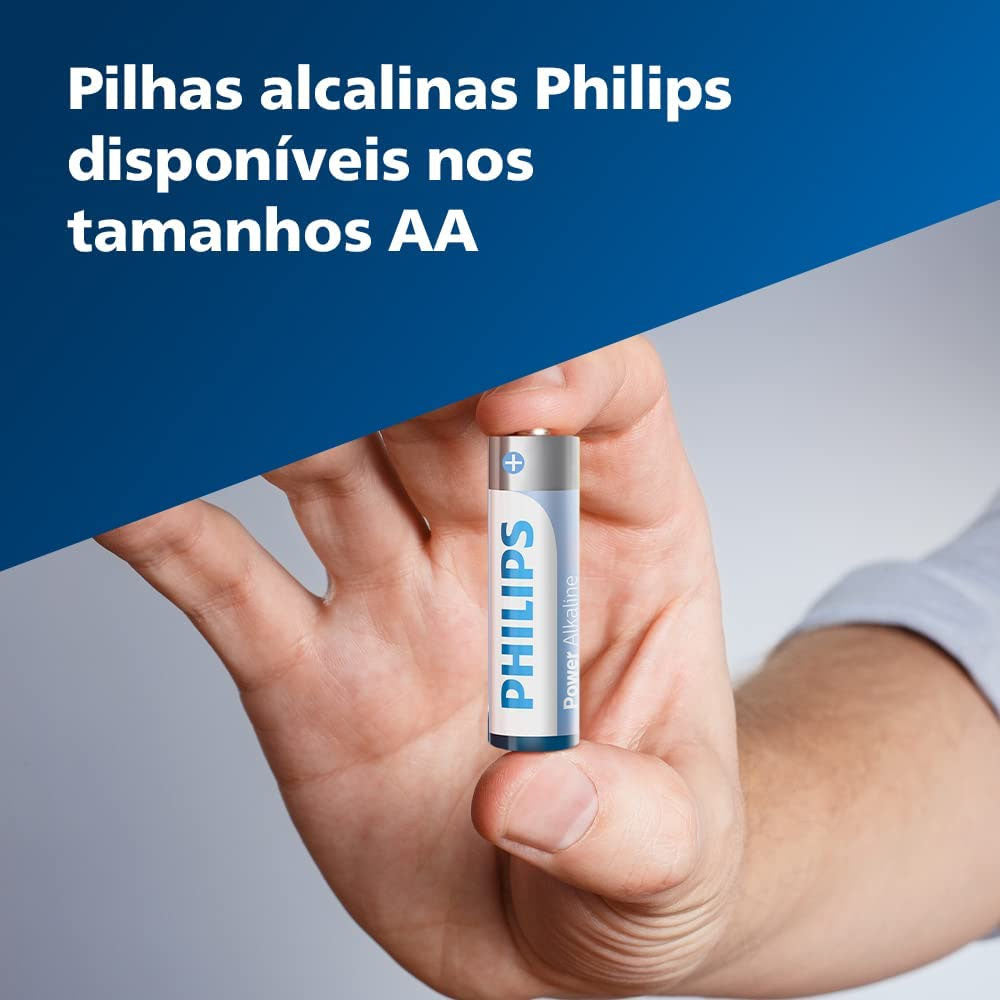 Pilha Alcalina Philips AA LR6P16B/59 Mignon 1,5V Longa Duração Pacote Com 16 Unidades