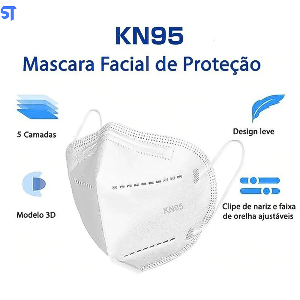 Pacote de Mascara Facial Branca 10 Unidades GB2626-2006/KN95