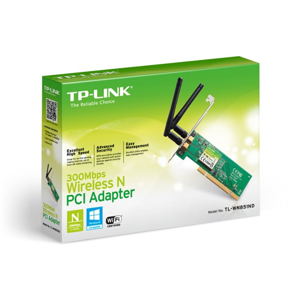 Placa de Rede Wireless PCI - TP-Link TL-WN851ND 300Mbps