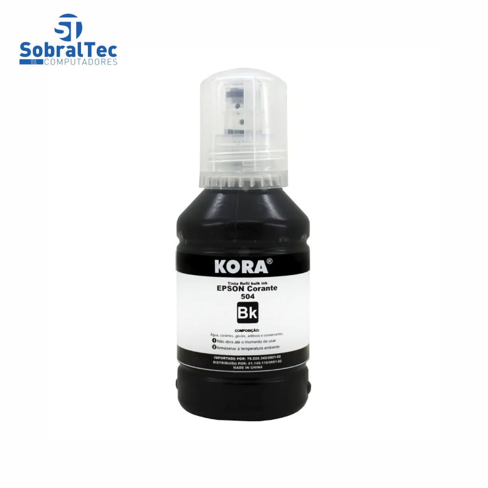Tinta Refil Bulk Ink  Compativel Epson 504/544 Corante Preto 127Ml Kora