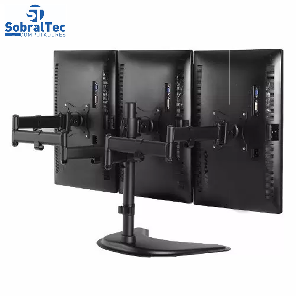 Suporte Triplo Mesa Monitor Gamer Xfx Reg. Altura T1236n - Elg