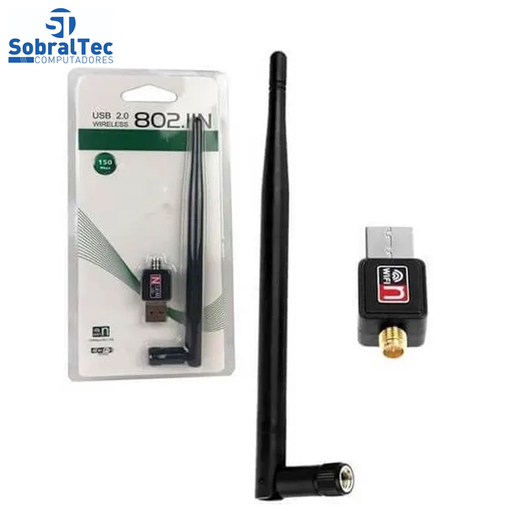 Adaptador Wi-Fi Usb Com Antena 802.iin 450 mbps Wireless