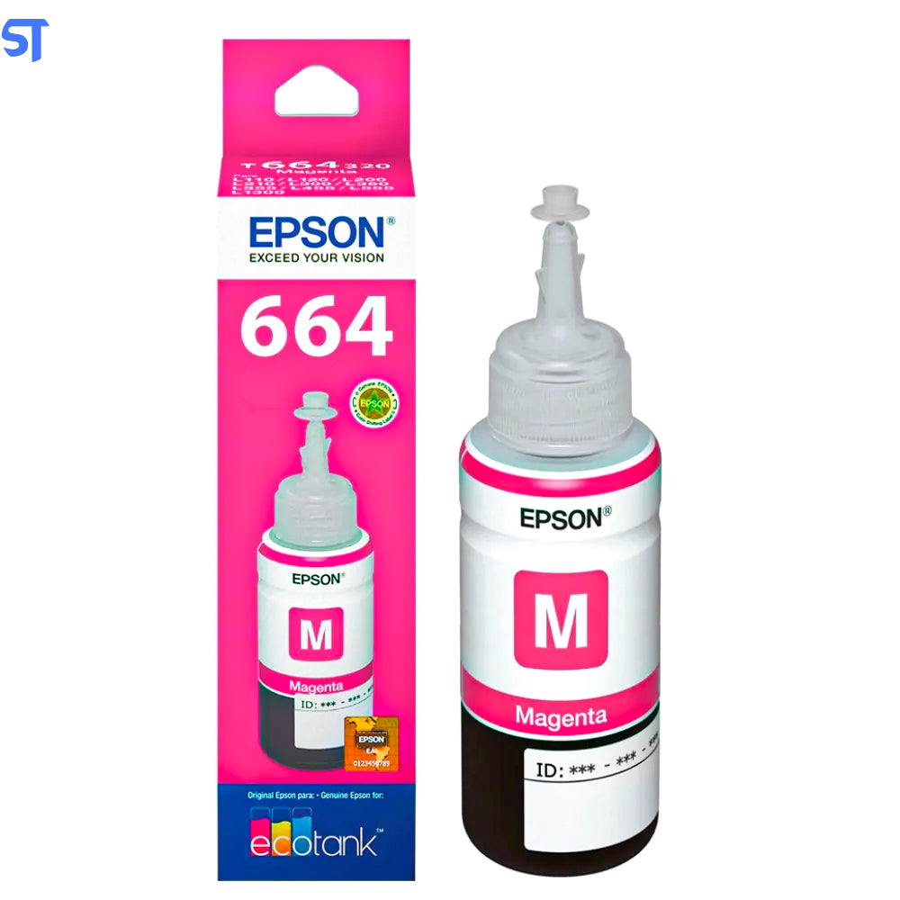 Refil de Tinta Epson 664 Vermelho T664320 AL  Original - Rende até 6.500 Paginas Para Ecotank L110 / á  L395 / L495